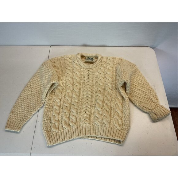 VTG Carriag Donn Youth Child XL 100% Merino wool made Ireland‎ fisherman Ivory - Picture 1 of 11